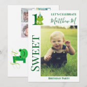 Kikker 1st Birthday partijuitnodiging Kaart (Voorkant / Achterkant)