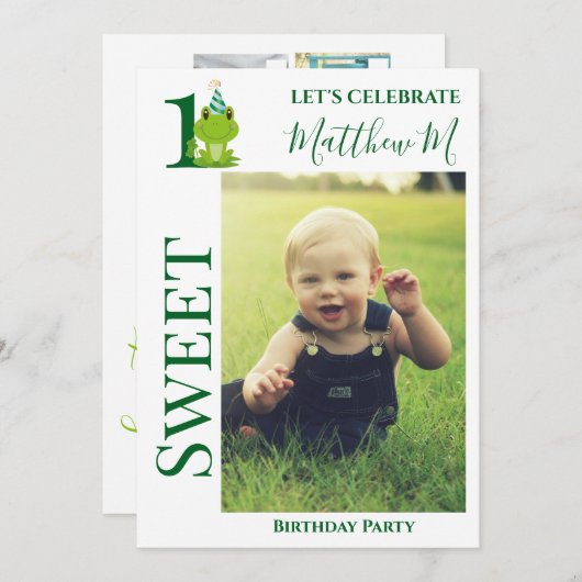 Kikker 1st Birthday partijuitnodiging Kaart (Voorkant / Achterkant)