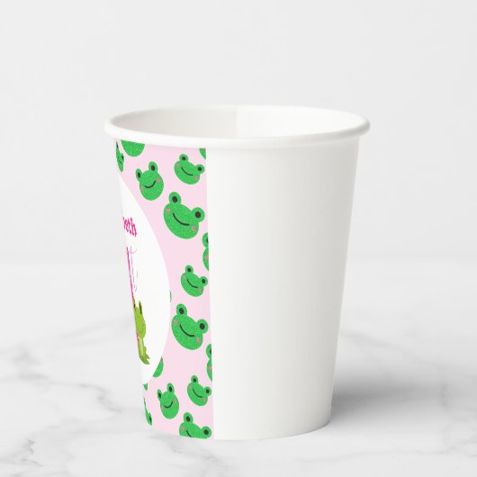 Kikker 1st Birthday party baby girl voedt schattig Papieren Bekers (Links)