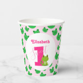 Kikker 1st Birthday party baby girl voedt schattig Papieren Bekers (Voorkant)