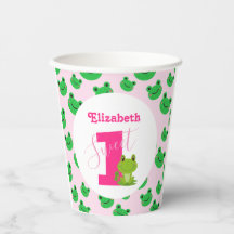 Kikker 1st Birthday party baby girl voedt schattig