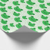 Kikker 1st Birthday Party Green Stippen Cadeaupapier (Hoek)