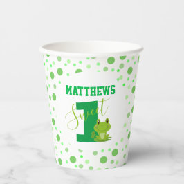 Kikker 1st Birthday party Green Stippen Cute toad Papieren Bekers