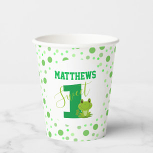 Kikker 1st Birthday party Green Stippen Cute toad Papieren Bekers