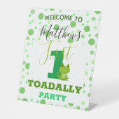 Kikker 1st Birthday party Pedestal Sign Reclamebord Met Voetstuk (Voorkant)