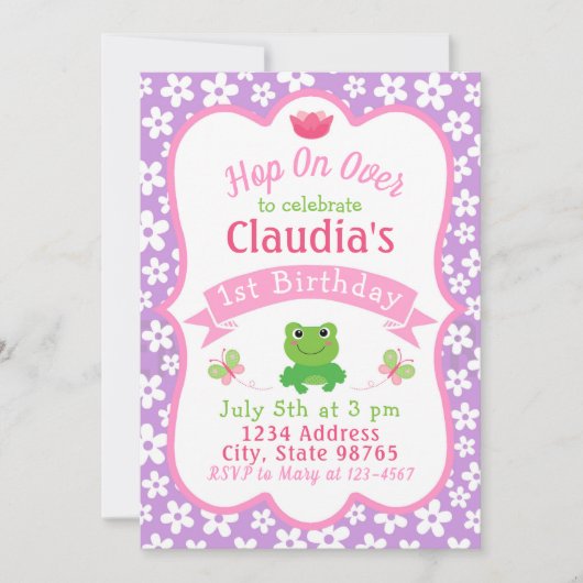 Kikker 1st Birthday Uitnodiging (Voorkant)