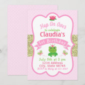 Kikker 1st Birthday Uitnodiging (Voorkant / Achterkant)