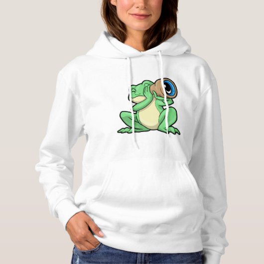Kikker als astronomie met telescoop hoodie (Voorkant)