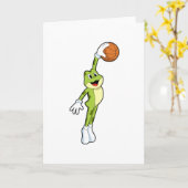 Kikker als basketballer met Basketball.PNG Kaart (Gele Bloem)