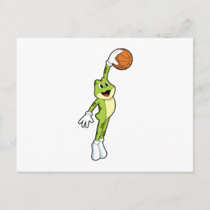 Kikker als Basketballspeler met Basketball.PNG Briefkaart