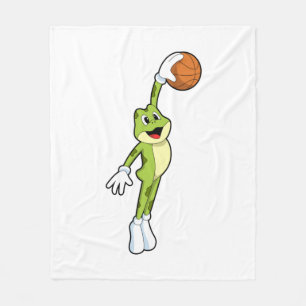 Kikker als Basketballspeler met Basketball.PNG Fleece Deken