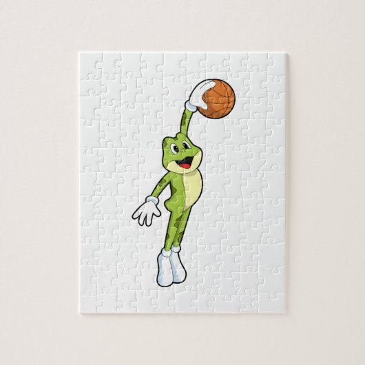 Kikker als Basketballspeler met Basketball.PNG Legpuzzel (Verticaal)