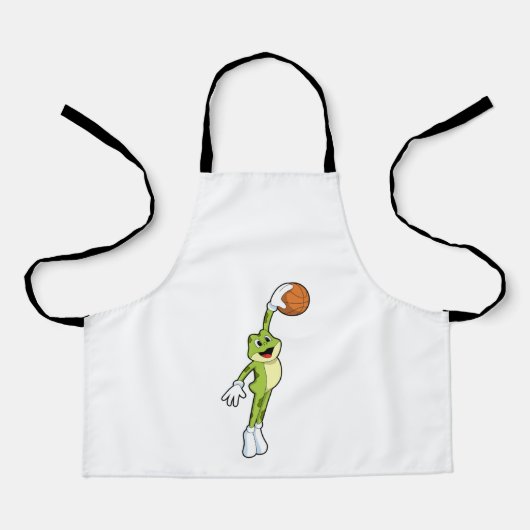 Kikker als Basketballspeler met Basketball.PNG Schort (Voorkant)