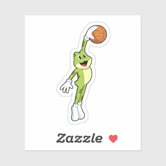 Kikker als Basketballspeler met Basketball.PNG Sticker (Vel)