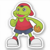 Kikker als Basketballspeler met Basketball Sticker (Voorkant)