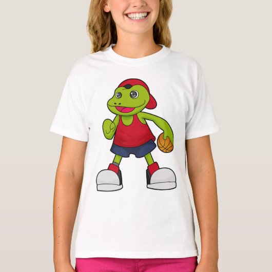 Kikker als Basketballspeler met Basketball T-shirt (Voorkant)