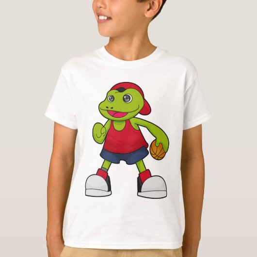 Kikker als Basketballspeler met Basketball T-shirt (Voorkant)