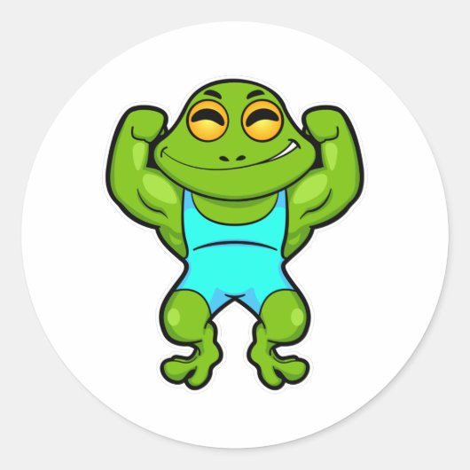 Kikker als Bodybuilder in Bodybuilding Ronde Sticker (Voorkant)