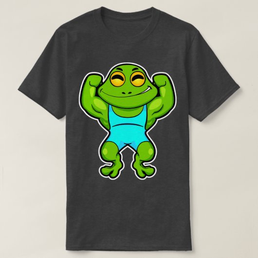 Kikker als Bodybuilder in Bodybuilding T-shirt (Design voorkant)