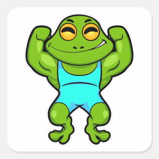 Kikker als Bodybuilder in Bodybuilding Vierkante Sticker (Voorkant)