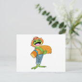 Kikker als boer met stro briefkaart (Staand voorkant)