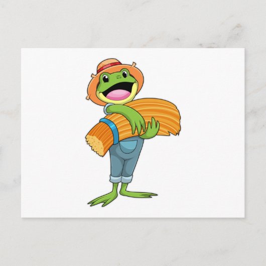Kikker als boer met stro briefkaart (Voorkant)
