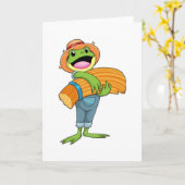 Kikker als boer met stro kaart (Gele Bloem)