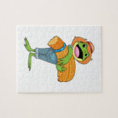 Kikker als boer met stro legpuzzel (Horizontaal)