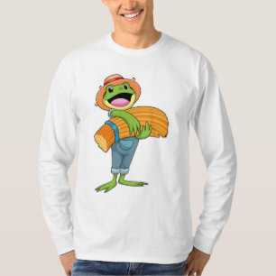 Kikker als boer met stro t-shirt