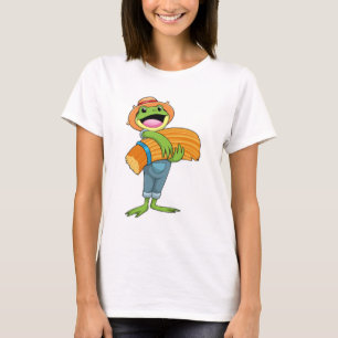 Kikker als boer met stro t-shirt