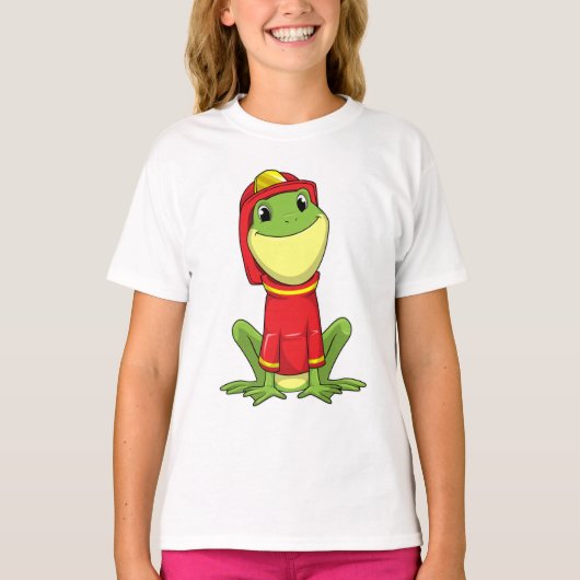 Kikker als brandweerman met helm t-shirt (Voorkant)