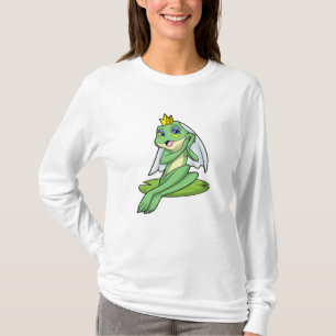 Kikker als bruid op trouwfeest met kroon t-shirt
