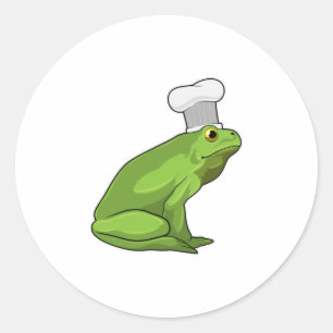 Kikker als Cook met Chef-pet Ronde Sticker