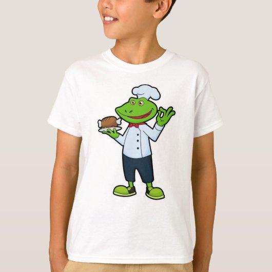 Kikker als Cook met serving bord & Chicken T-shirt (Voorkant)