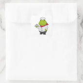 Kikker als Cook met snoer Vierkante Sticker (Tas)
