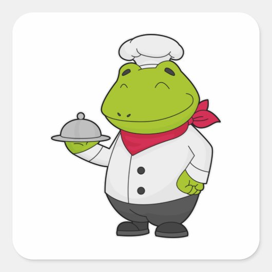 Kikker als Cook met snoer Vierkante Sticker (Voorkant)