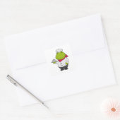 Kikker als Cook met snoer Vierkante Sticker (Envelop)