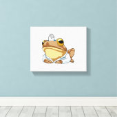 Kikker als Doctor met de mantel van de dokter Canvas Afdruk (Insitu (Houten vloer))
