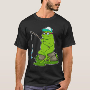 Kikker als Fisher met Geviste staaf en vis T-shirt