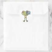 Kikker als fotograaf met camera vierkante sticker (Tas)