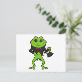 Kikker als goochelaar met toverstaf en hoed briefkaart (Staand voorkant)