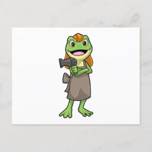 Kikker als hairdresser met hairdryer briefkaart