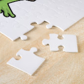 Kikker als hairdresser met hairdryer legpuzzel (Zijkant)