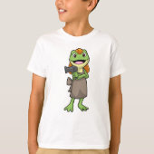 Kikker als hairdresser met hairdryer t-shirt (Voorkant)