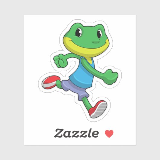 Kikker als hardloper tijdens het hardlopen sticker (Vel)