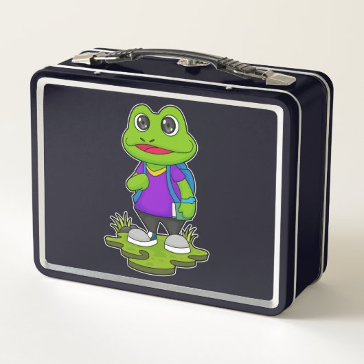 Kikker als Hiker met rugzak (Achterkant)