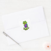 Kikker als Hiker met rugzak Vierkante Sticker (Envelop)
