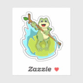 Kikker als Hiker met stok Sticker (Vel)