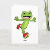 Kikker als inline skater met rollerschaatsen kaart (Achterkant)