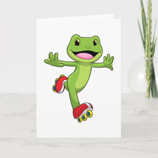 Kikker als inline skater met rollerschaatsen kaart (Voorkant)